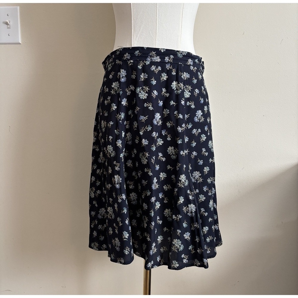 Vintage Laura Ashley Skirt Floral Blue Flowy 90s Size 10 Medium Twee Retro